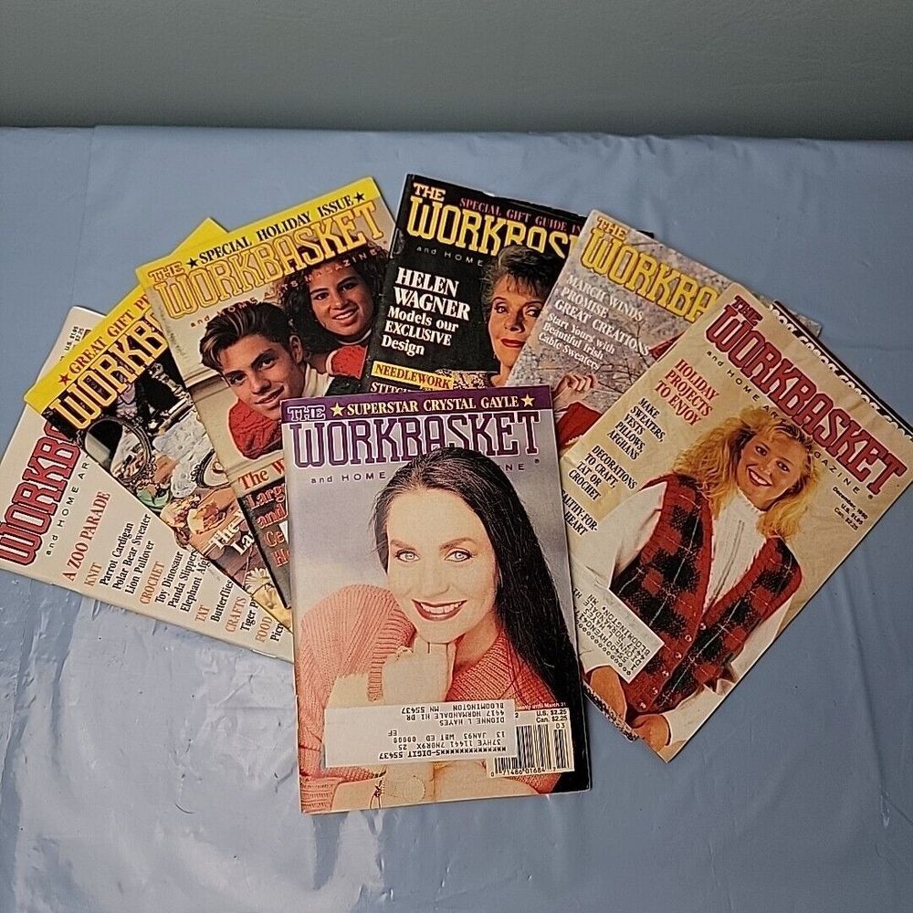 The Work Basket Magazines 7 Vintage Crafts Sewing Art Ads 1990's Crystal‎ Gayle